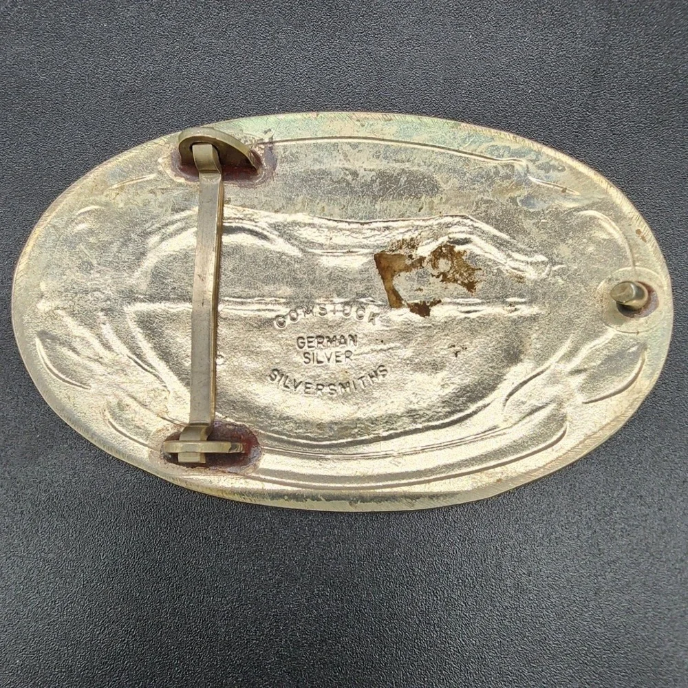 Comstock Silvermiths Gold Cowboy Roping Belt Buckle Western Rodeo German Silver